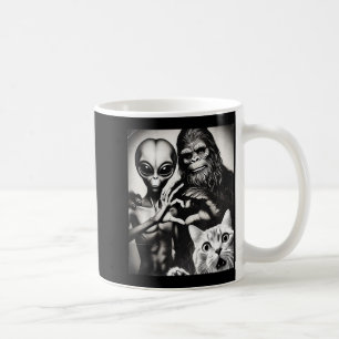 Funny Cat Selfie With Romantic Bigfoot In Love Wit Coffee Mug