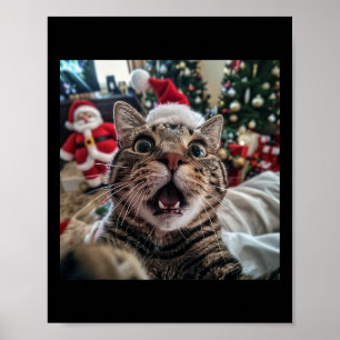 Funny Cat Selfie With Santa Christmas 9  Poster