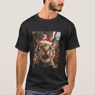 Funny Cat Selfie With Santa Christmas T-Shirt