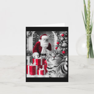Funny Cat Selfie With Santa Claus Christmas Meme Card