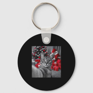 Funny Cat Selfie With Santa Claus Christmas Meme _ Key Ring