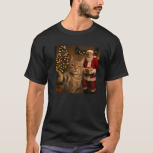 Funny Cat Selfie with Santa Claus Christmas Meme P T-Shirt