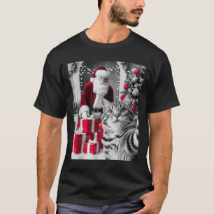Funny Cat Selfie With Santa Claus Christmas Meme T-Shirt