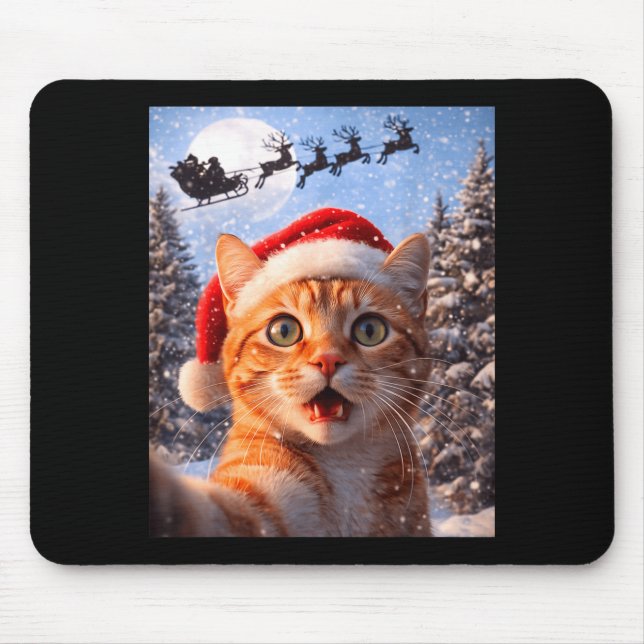 Funny Cat Selfie With Santa Claus Christmas Men Wo Mouse Pad (Front)