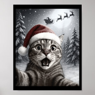 Funny Cat Selfie With Santa Claus Christmas Men Wo Poster