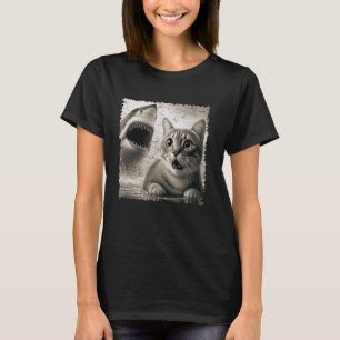 Funny Cat Selfie with Shark Surfing Humourous Cat T-Shirt