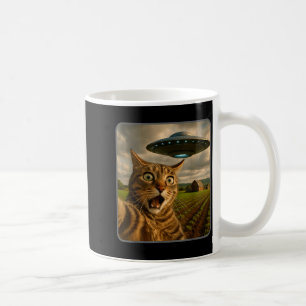 Funny Cat Selfie With Ufo Alien Meme Coffee Mug