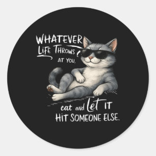 Funny Cat Shirt Funny Quote Graphic Tees For Men W Classic Round Sticker