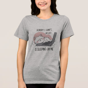 Funny Cat Shirt – My Cat Is Sleeping on Me Tee