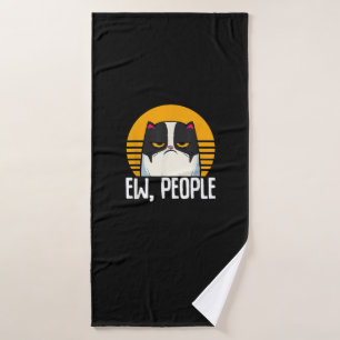 Funny Cat Shirt Retro Ew People Meowy Kitty Cats L Bath Towel