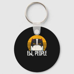 Funny Cat Shirt Retro Ew People Meowy Kitty Cats L Key Ring