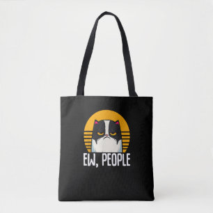 Funny Cat Shirt Retro Ew People Meowy Kitty Cats L Tote Bag