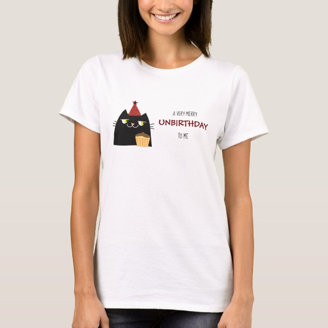 Funny Cat Shirt Unbirthday Black Cat Tee (Front)