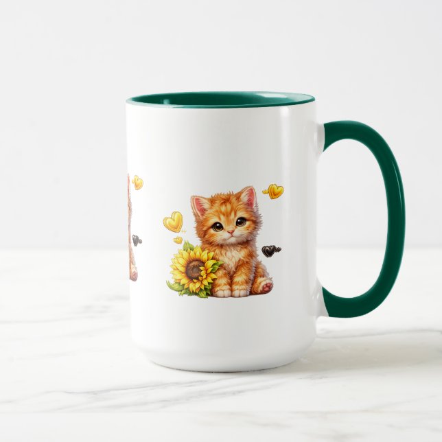 Funny Cat Sitting on Coffee Cup Art (Right)