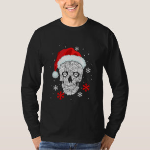 Funny Cat Skull Santa Christmas Pajama Xmas T-Shirt