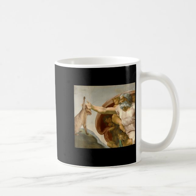 Funny cat slap sarcastic creation of adam reverse coffee mug (Right)