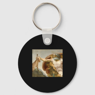 Funny cat slap sarcastic creation of adam reverse key ring