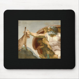 Funny cat slap sarcastic creation of adam reverse mouse pad