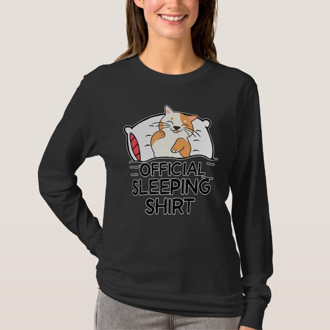Funny Cat Sleeping   Pyjamas  Cute Napping Cat Paj T-Shirt (Front)