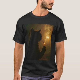 Funny Cat Smoking Cigarette Gen Z Meme T-Shirt