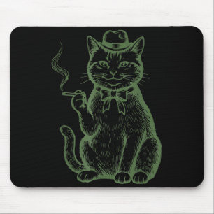 Funny cat smoking cigarette taby cat meme father's mouse pad
