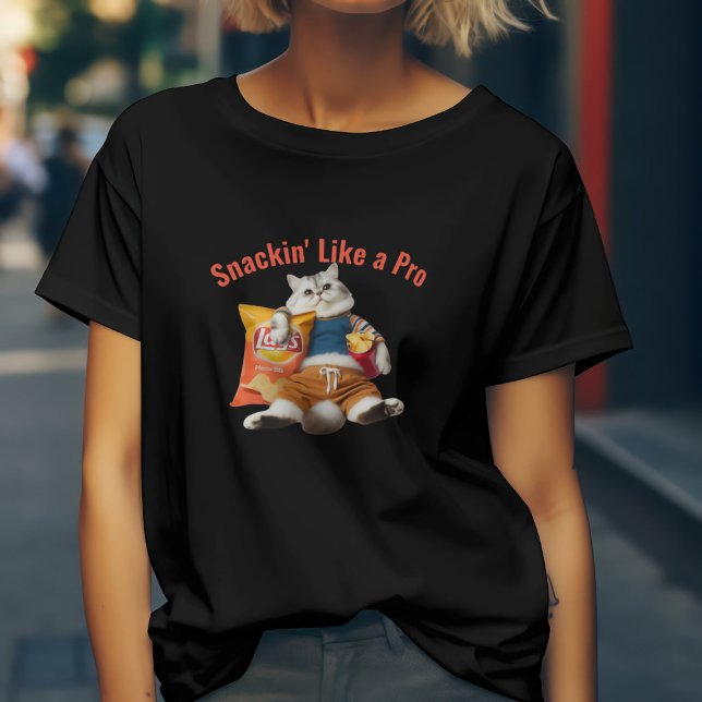 Funny Cat Snackin' Like A Pro T-Shirt (Creator Uploaded)