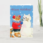 Funny cat snowman Christmas winter card<br><div class="desc">You can customize the greeting on the front or inside this card if you'd like.  Matching postage stamps and other products with this image are also available in my Zazzle store.</div>