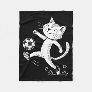 Funny Cat Soccer Ball - Cat Lover Fleece Blanket