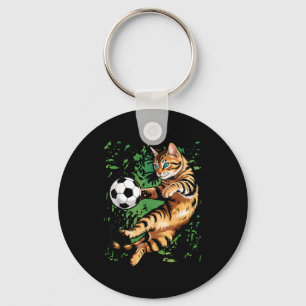 Funny Cat Soccer Ball Graphic _1 Key Ring