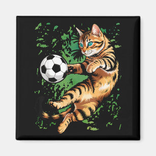Funny Cat Soccer Ball Graphic _1 Magnet