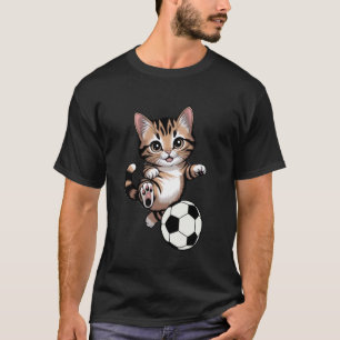 Funny Cat Soccer Ball Graphic Kitten Sports Lover T-Shirt
