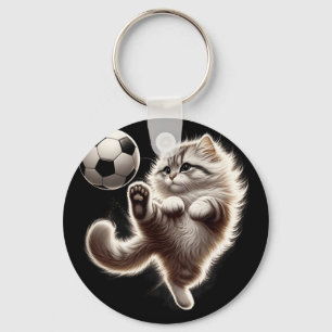 Funny Cat Soccer Ll Cat Playing Soccer Meme Sport Key Ring