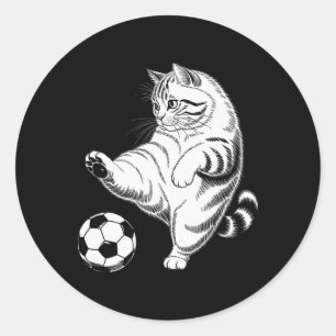 Funny Cat Soccer Ll Graphic Classic Round Sticker