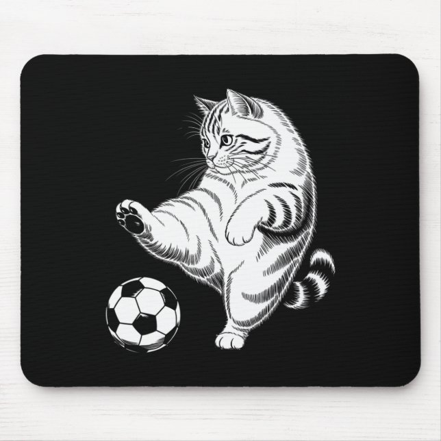 Funny Cat Soccer Ll Graphic  Mouse Pad (Front)