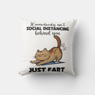 Funny Cat Social Distancing Saying Cushion