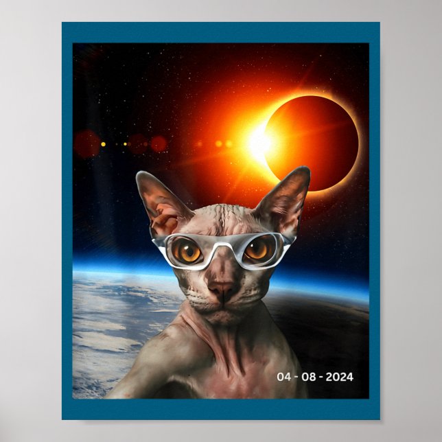 Funny Cat Solar Eclipse Canadian Sphynx Poster (Front)