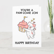 funny cat son birthday cards