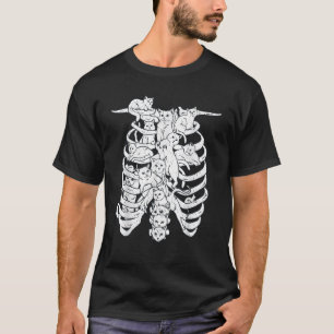 Funny Cat Spine Skeleton Rib Cage Costume For Cat  T-Shirt