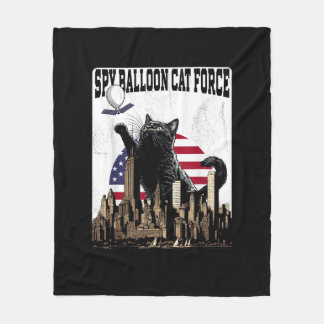 Funny Cat Spy Balloon Fleece Blanket
