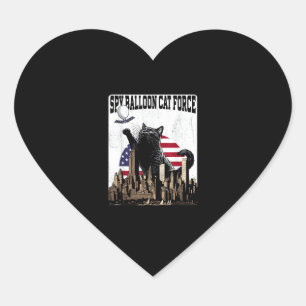 Funny Cat Spy Balloon Heart Sticker