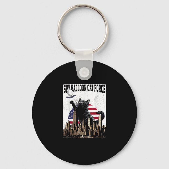 Funny Cat Spy Balloon Key Ring (Front)