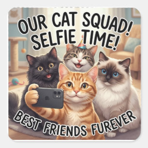 Funny Cat Squad Selfie Sticker