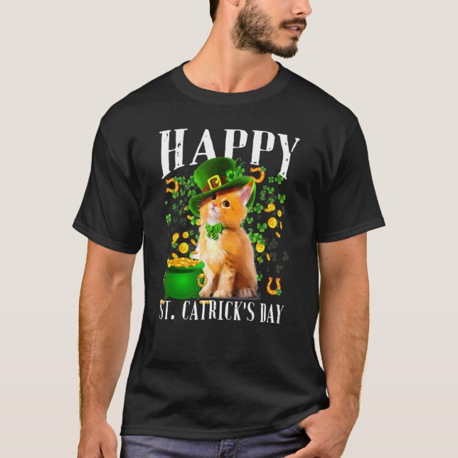 Funny Cat St Patrick Day Happy Catrick's Day T-Shirt (Front)