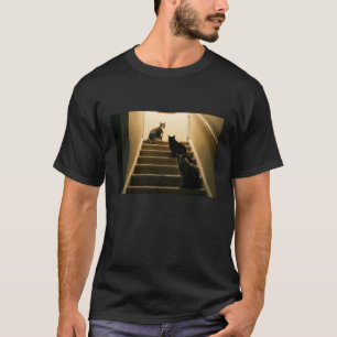 Funny Cat Stairs Scene Long Sleeve T-Shirt