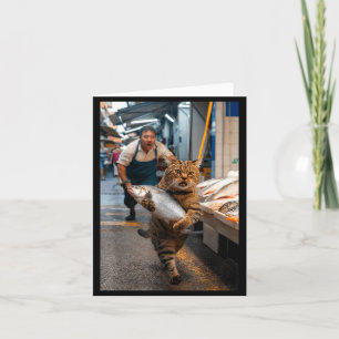Funny Cat Stealing Fi-shirt  Card