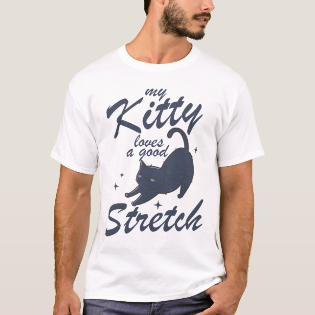 Funny Cat Stretch Shirt – Cute Kitty Yoga Gift Tee (Front)