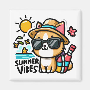 Funny Cat Summer Vibes Magnet