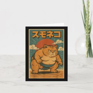 Funny Cat Sumo Wrestler Japanese Art Anime Ukiyo-e Card
