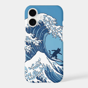 Funny Cat Surfing Great Wave Off Kanagawa - Japane