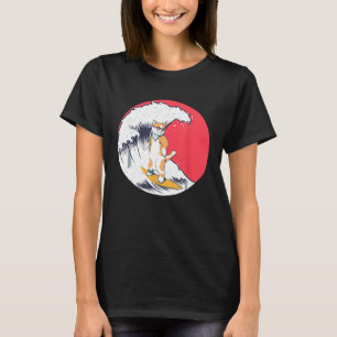 Funny Cat Surfing Kanagawa Japanese The great Wave T-Shirt